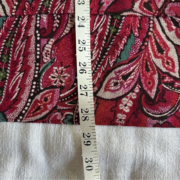 J Jill Blouse Womens L Red Paisley Long Sleeve Button Cuff Boho Floral Office - Picture 5 of 13
